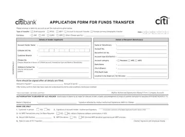 Application Form Funds Transfer Preview