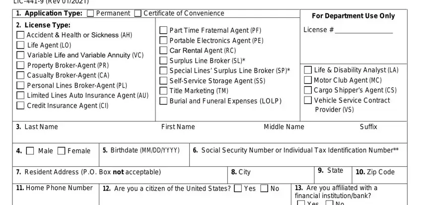 naic application forms empty fields to fill in