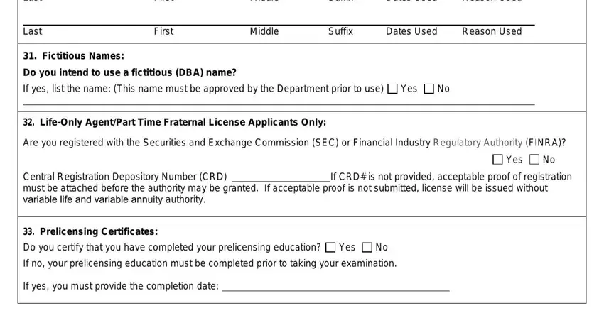 Filling out insurance license application stage 4