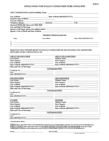 Application Italian Citizenship Form Preview