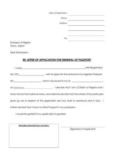 Application Letter For Child Passport Form Preview