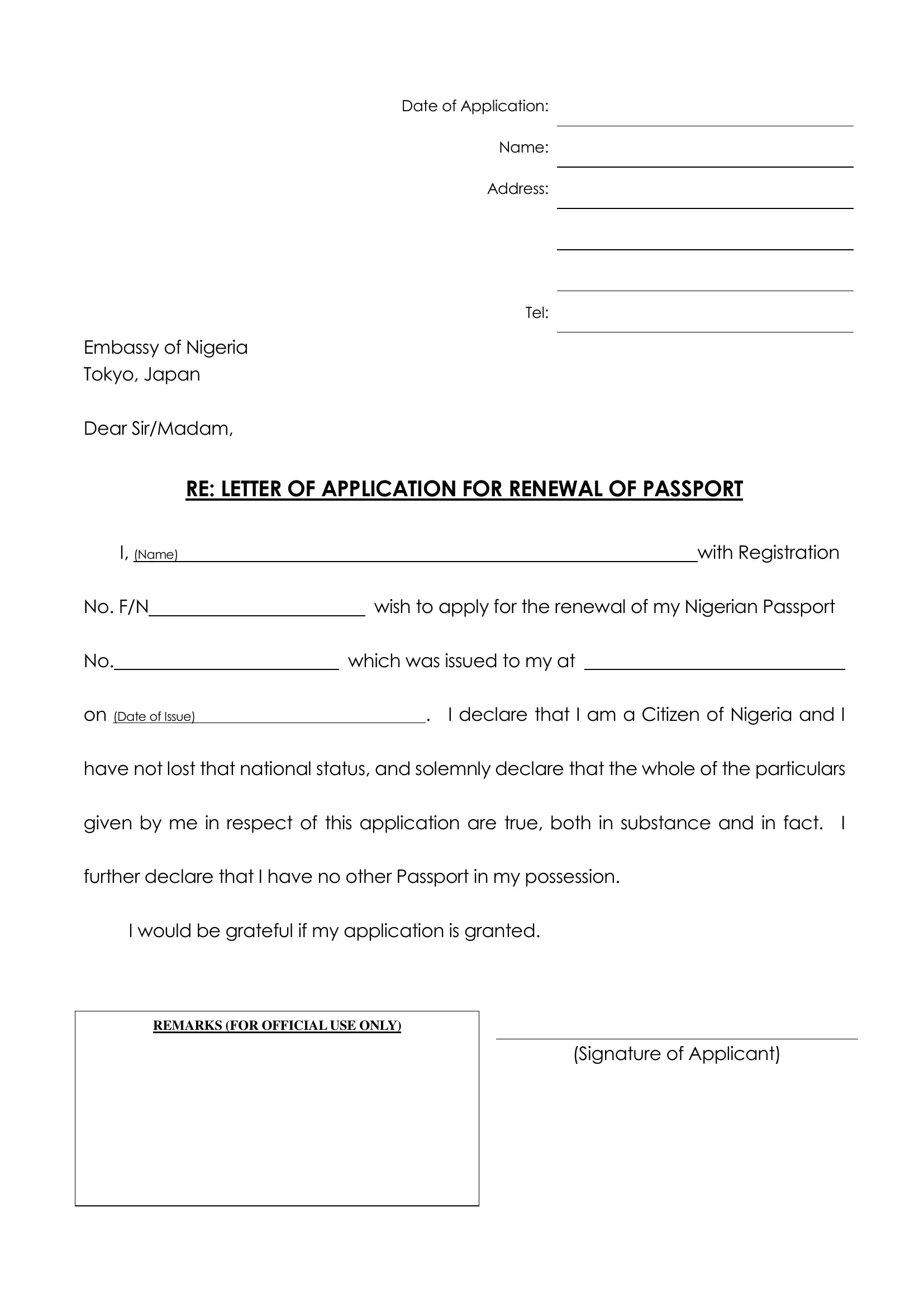 Application Letter For Child Passport PDF Form FormsPal