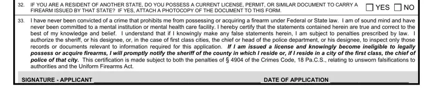 step 3 to filling out pennsylvania application license carry