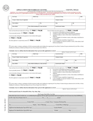 Application Marriage License Form Preview