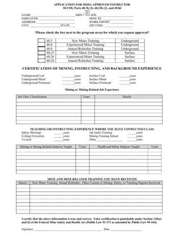 Application Msha Instructor Form Preview