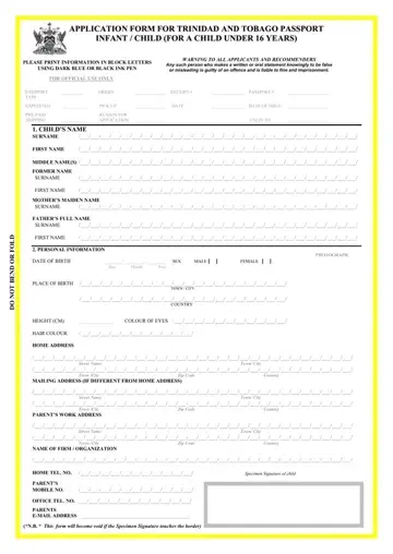 Application Trinidad And Tobago Passport Form Preview