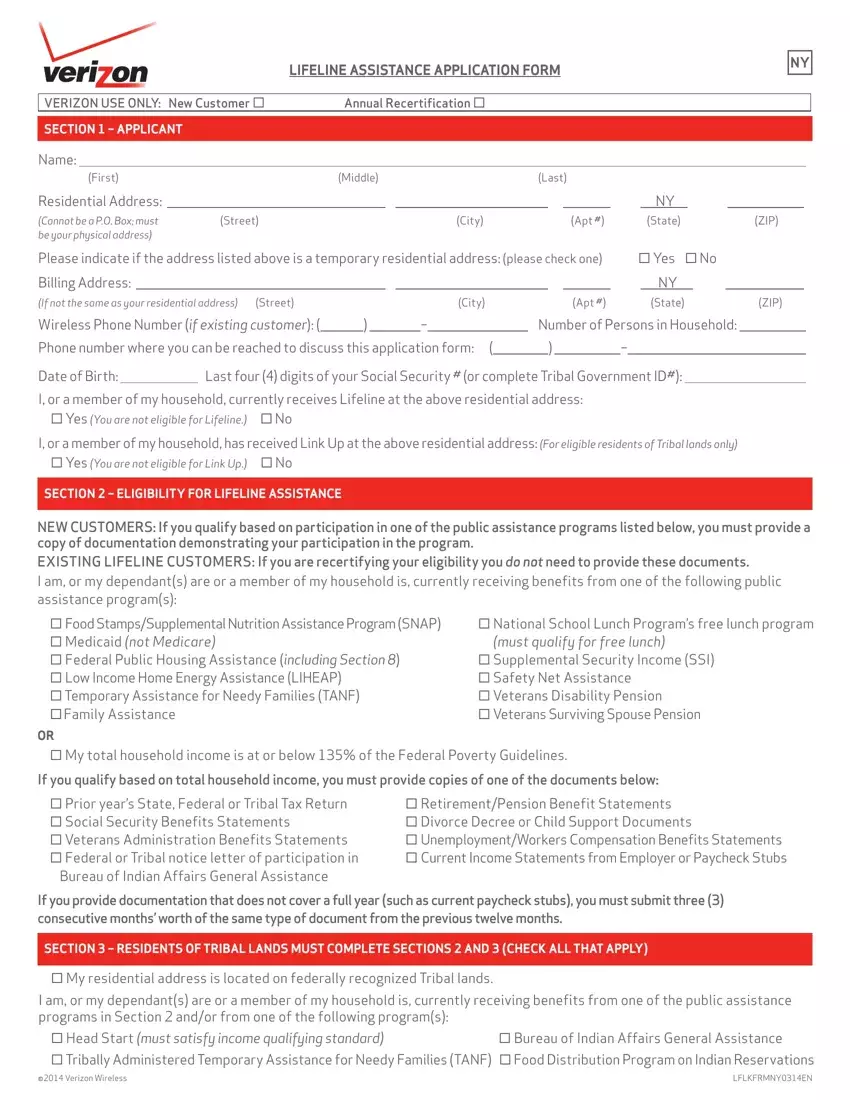 Application Verizon Lifeline Fill Out Printable PDF Forms Online