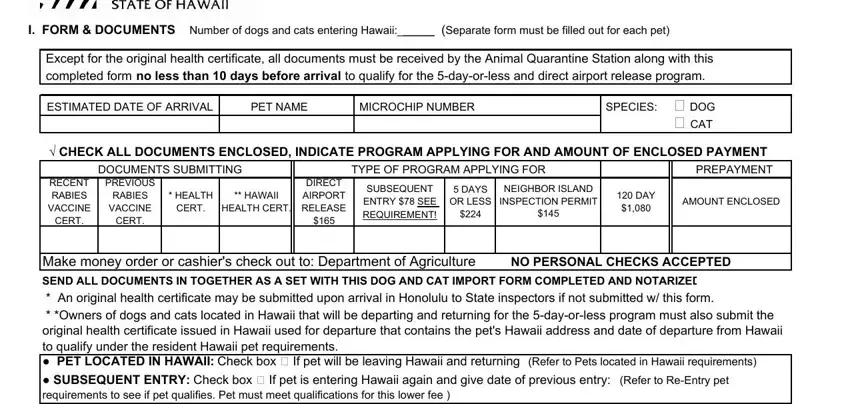 writing dog and cat import form hawaii part 1