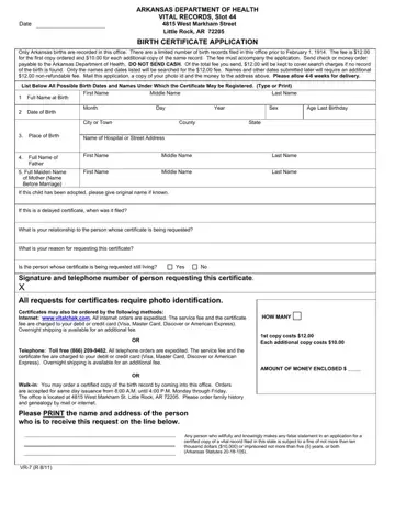 Ar Birth Certificate Form Preview