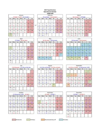 Aramco Operational Calendar Form Preview