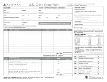 Arbonne Order Form Preview