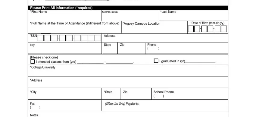 part 1 to filling in argosy transcript