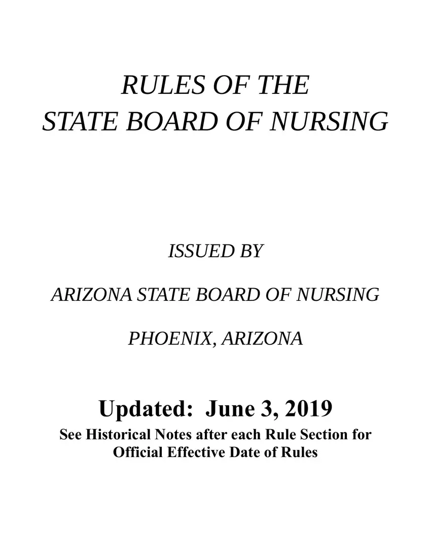 Arizona Board Of Nursing License first page preview