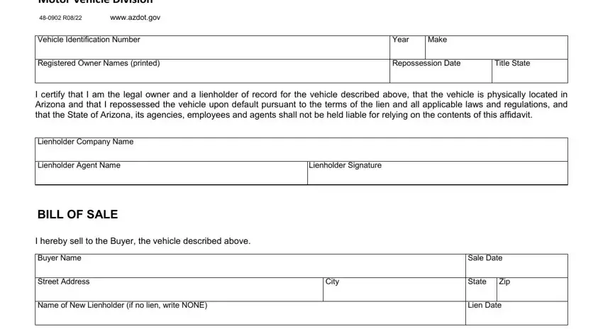 arizona repo affidavit empty spaces to fill out