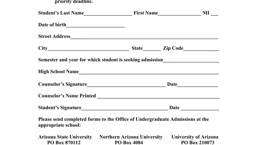 entering details in asu fee waiver stage 1