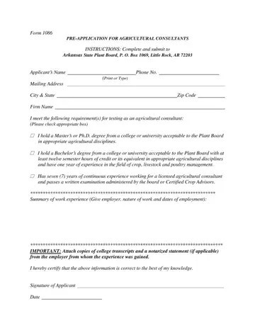 Arkansas Form 1086 Preview