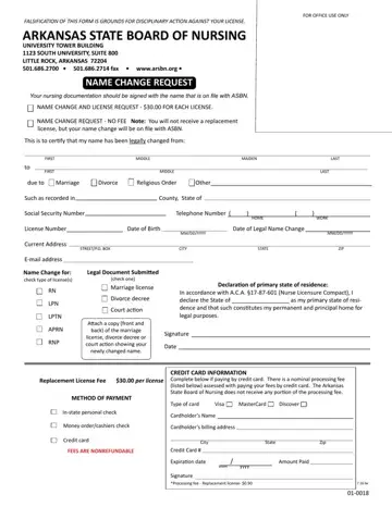 Arkansas Name Change Request Form Preview