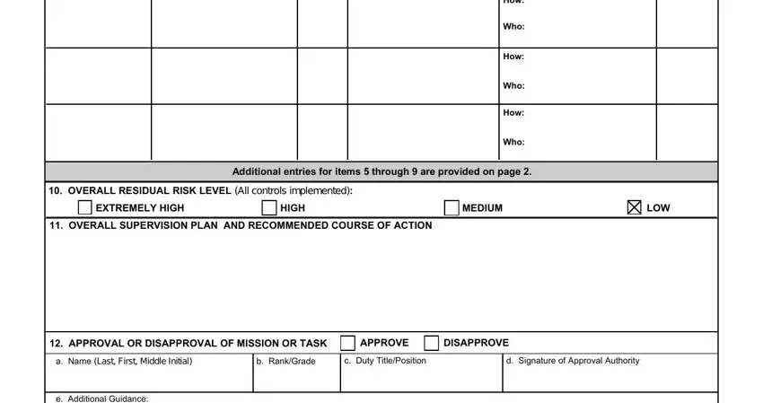 Filling in army form risk pdf step 2