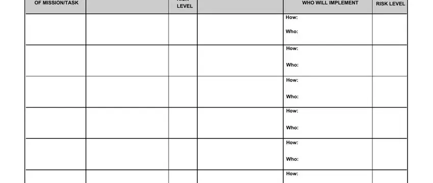 Entering details in fillable army risk assessment form part 4