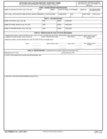Army Oer Support Da 67 9 1 Form Preview