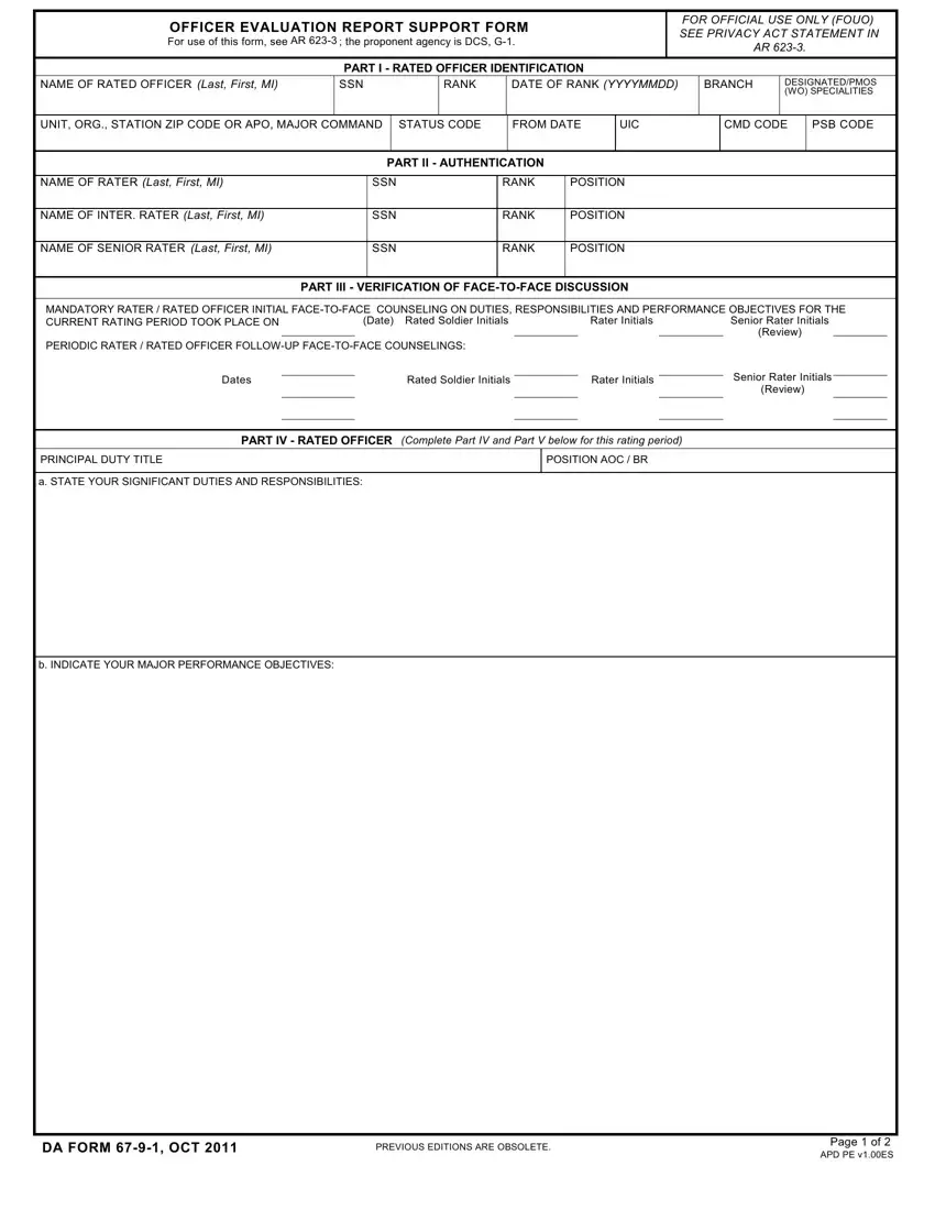 Army Oer Support Da 67 9 1 Form first page preview