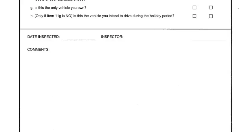 Filling in vehicle inspection form army stage 4