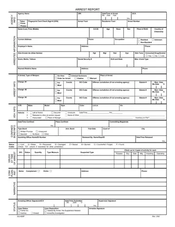 Arrest Report Form Preview