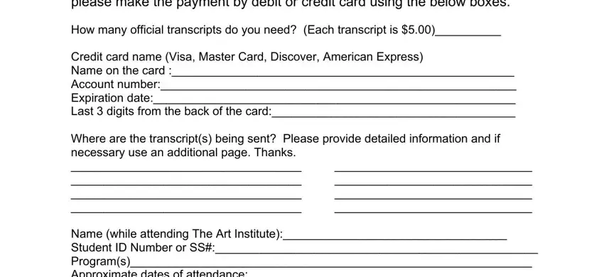 colorado art institute transcript spaces to complete