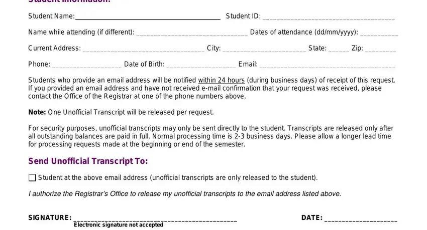 completing transcript form ashford step 1