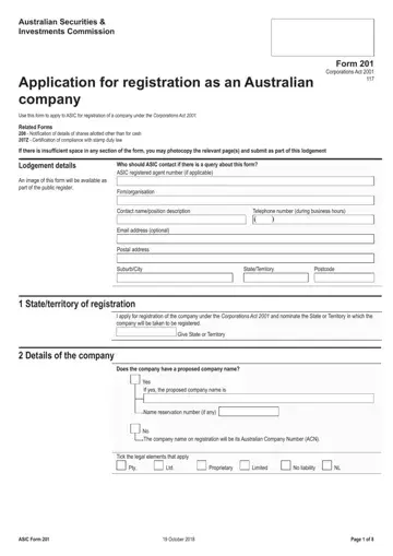 Asic Form 201 Preview