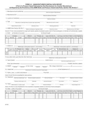 Asme U2 Partial Data Report Form Preview
