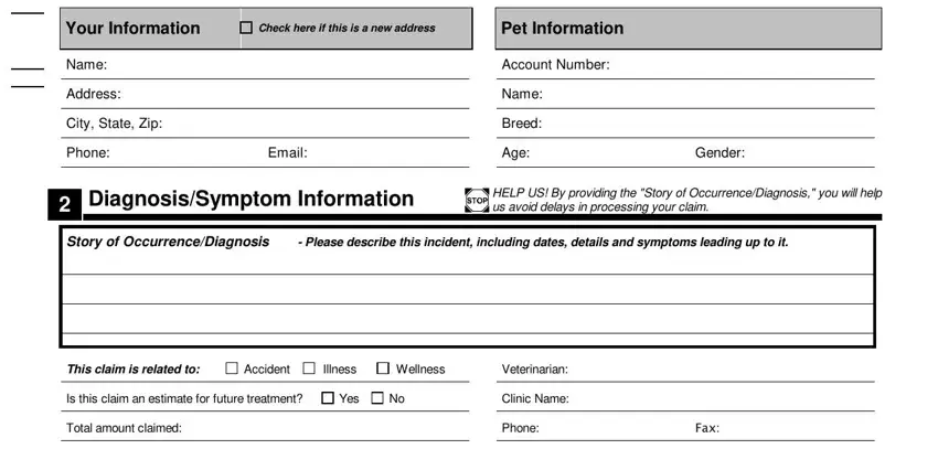 example of gaps in your claimants pet template