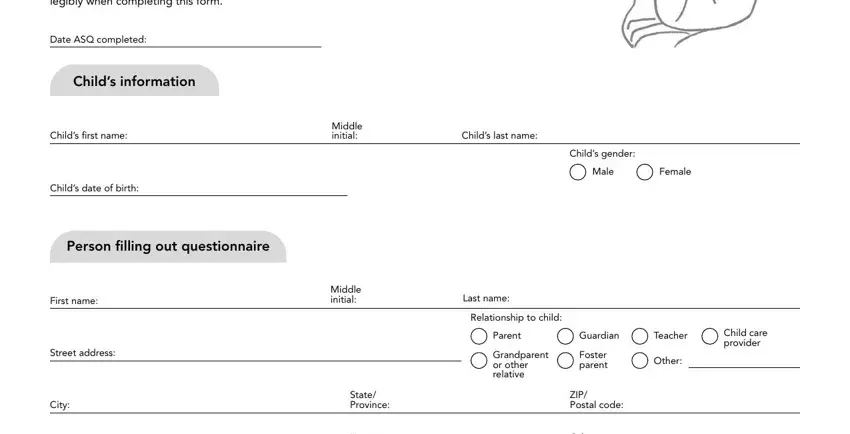 asq 3 54 month fields to fill out