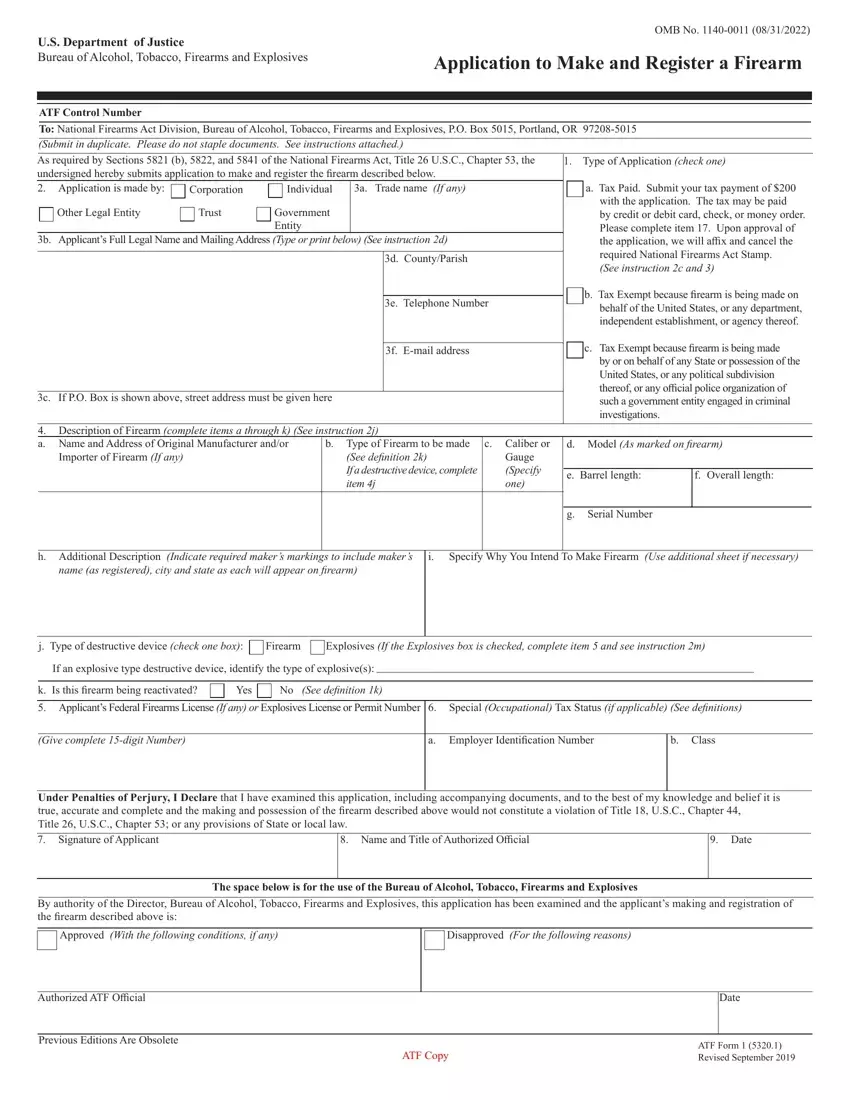 Atf Form 1 first page preview