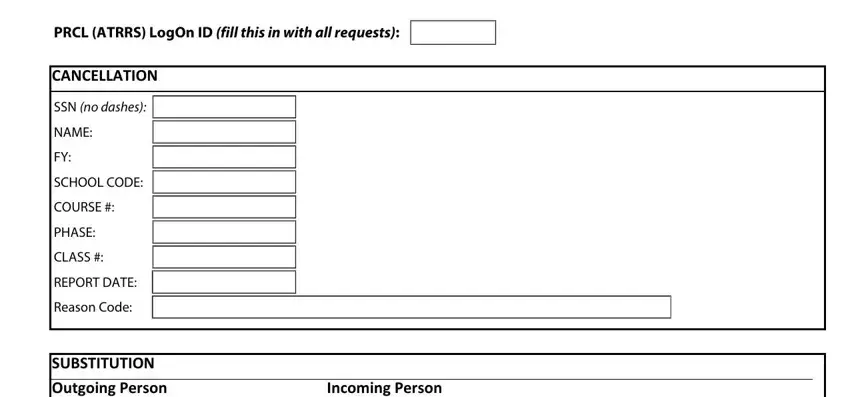 stage 1 to filling out Atrrs Change Request Form