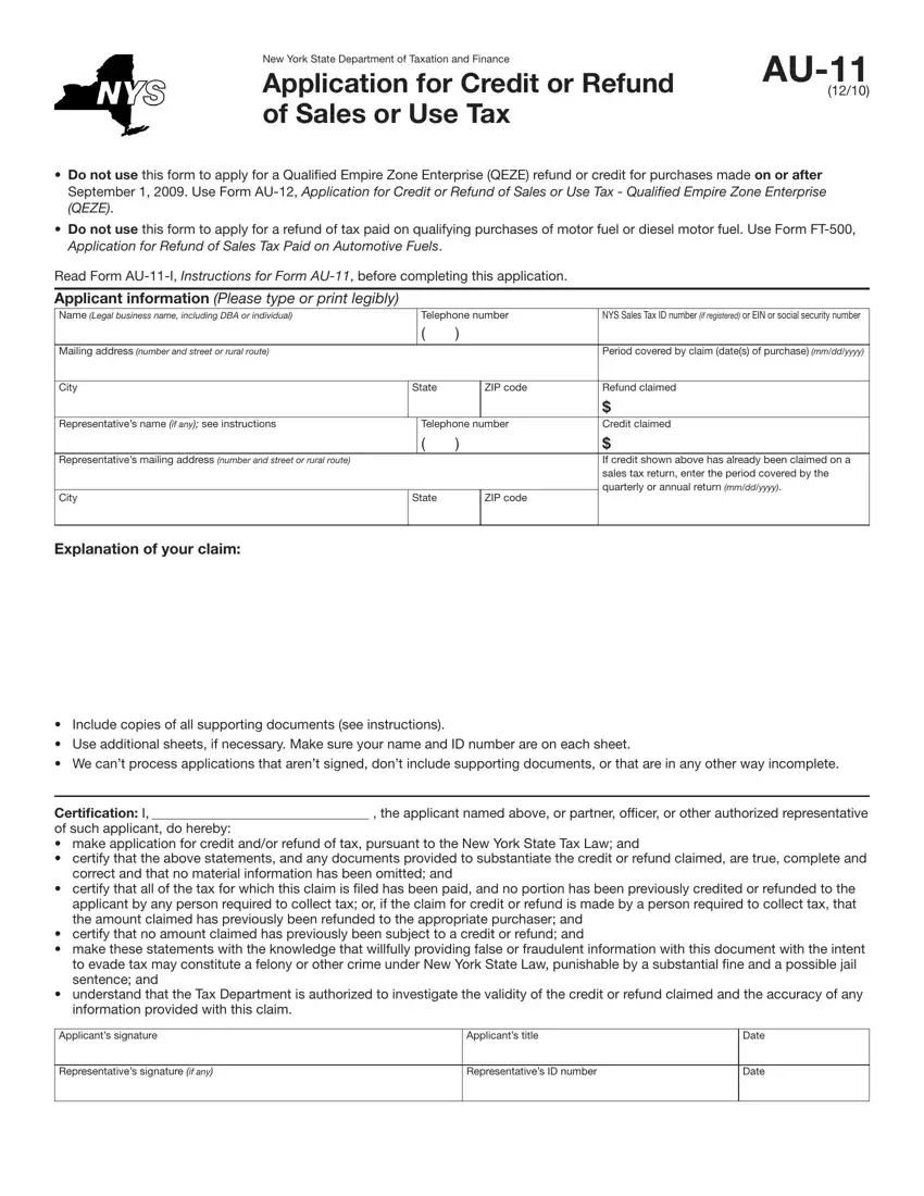 Au 11 Tax Form first page preview