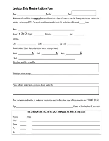 Audition Form High School Preview