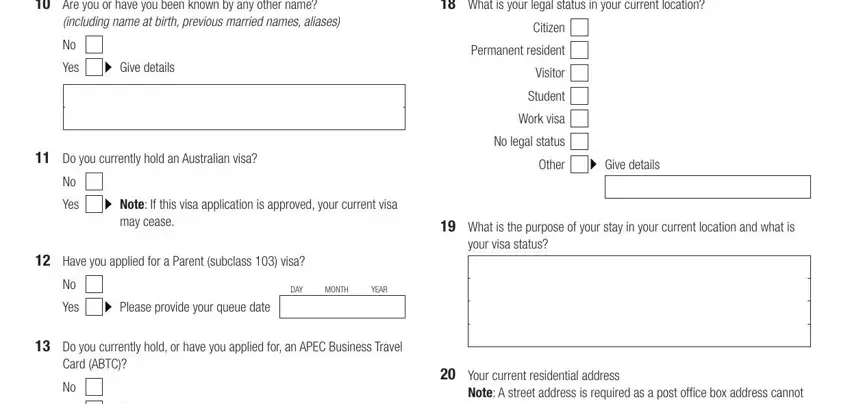 Filling out 1419 application part 3
