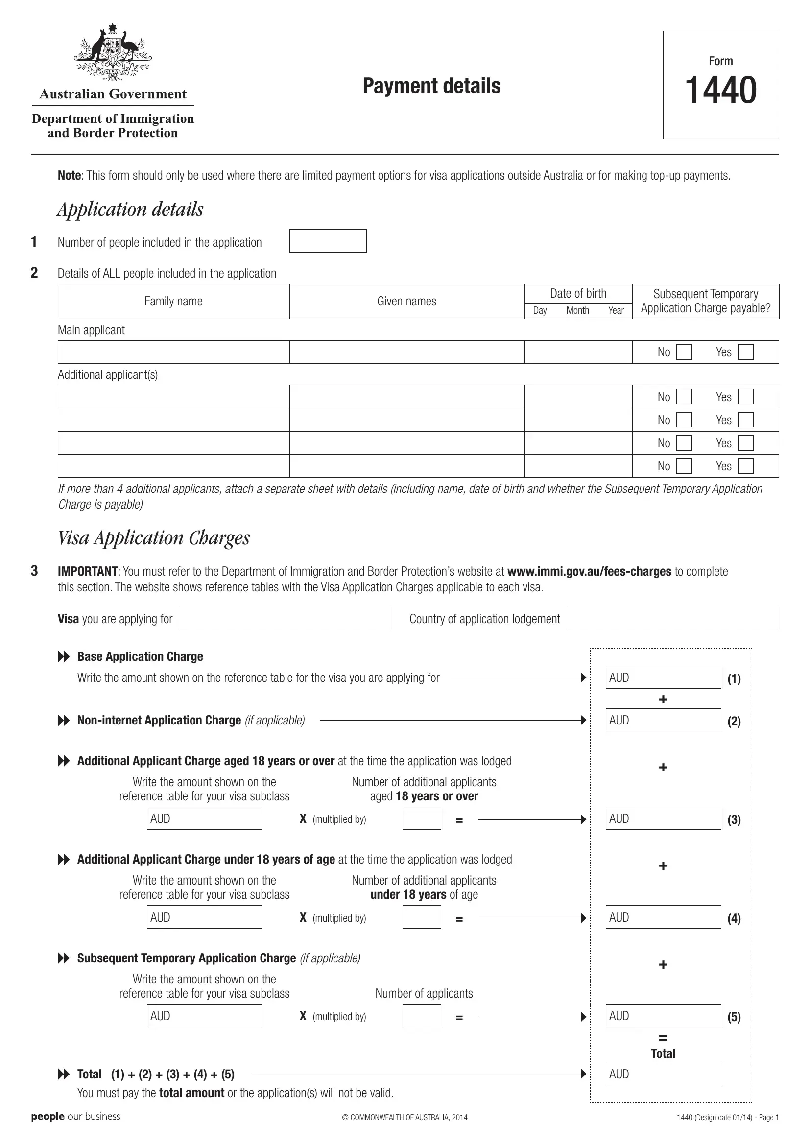 Australia Form 1440 Fill Out Printable PDF Forms Online