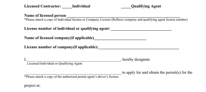 authorized agent permit form fields to fill out