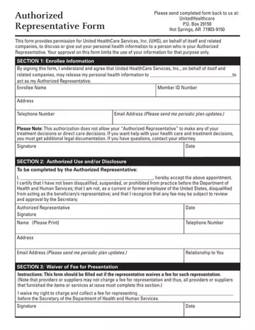 Authorized Representative Form Preview