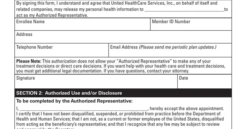 part 1 to filling in united healthcare authorized representative