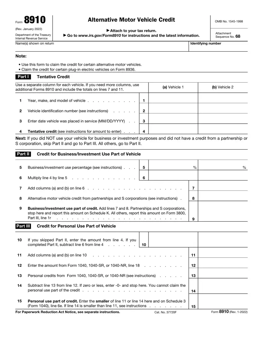 Auto Credit Personal Form first page preview