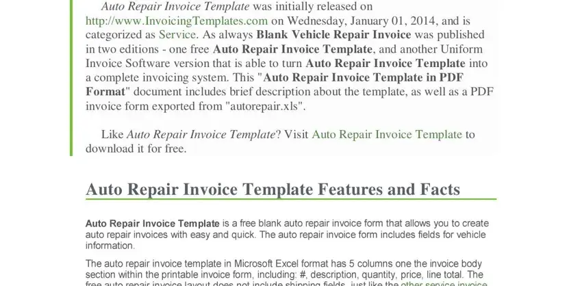 invoice service mechanic empty spaces to fill out
