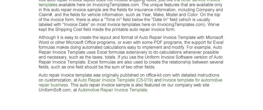 Entering details in automotive repair invoice part 2
