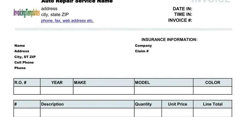 part 3 to filling out invoice service mechanic