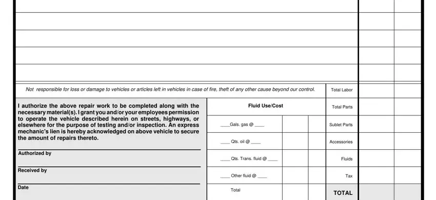 Completing template mechanic form template part 2