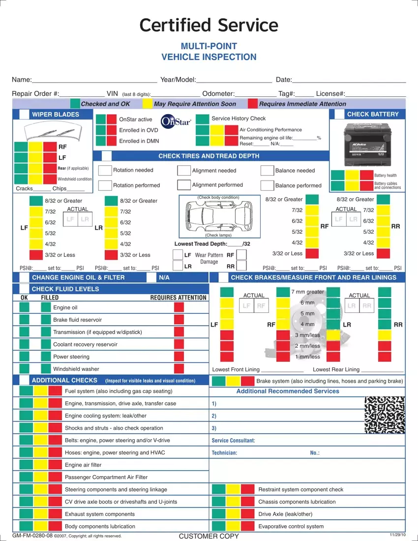 Automobile Service Checklist first page preview