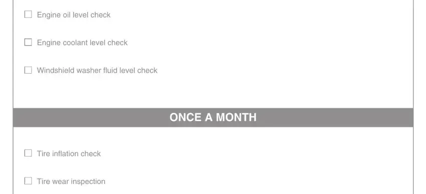 Filling out automotive inspection sheet step 4