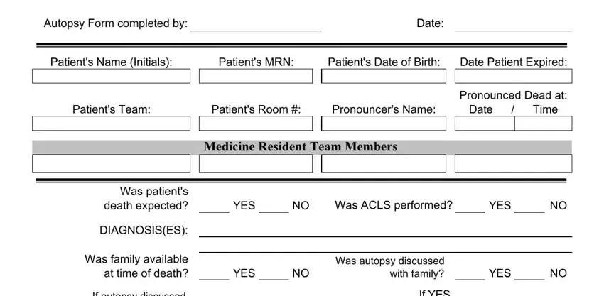 step 1 to filling out autopsy blank